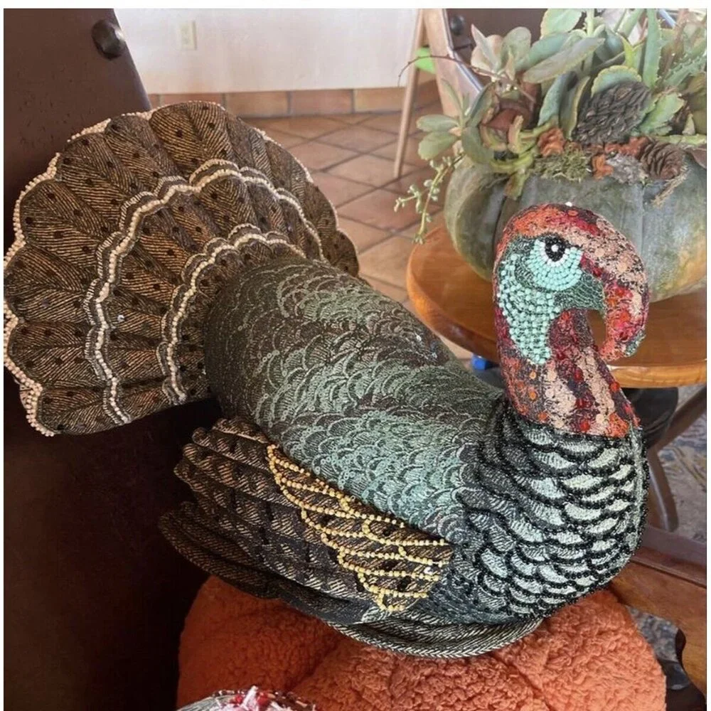 John Derian 2024 Turkey Pillow Beaded Embellished‎ 16